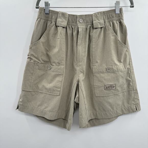 Aftco Men's Fishing Shorts Sz 36 Light Tan Brown Cargo Stretch Lightweight - Picture 1 of 12